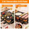 1300W Raclette Desktop Grill for 8People Non-Stick Reversible Electric Indoor Griddle with 8 Cheese Melt Pans Adjustable Temperature Dishwasher Safe K