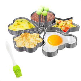 5 Pcs Pancake Mold Set Stainless Steel Pancake Molds for Griddle with Fun Shapes Comfortable Handles and Non Slip Design Egg Shaper for Frying Pan Wit
