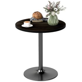 HOMCOM Round Dining Table for 2-4 People, Small Kitchen Table with Wood Grain Top, Black