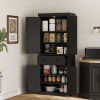 HOMCOM 72" Kitchen Pantry Storage Cabinet, Cupboard with 4 Doors and 3 Adjustable Shelves, Large Central Drawer, Black