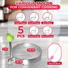5 Pcs Pancake Mold Set Stainless Steel Pancake Molds for Griddle with Fun Shapes Comfortable Handles and Non Slip Design Egg Shaper for Frying Pan Wit