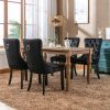 Velvet dining chair set of 2 button tufted backrest with loop pull design, modern style for kitchen dining room or living room seating