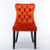 Velvet dining chair set of 2 button tufted backrest with loop pull design, modern style for kitchen dining room or living room seating