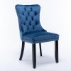 Velvet dining chair set of 2 button tufted backrest with loop pull design, modern style for kitchen dining room or living room seating