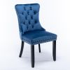 Velvet dining chair set of 2 button tufted backrest with loop pull design, modern style for kitchen dining room or living room seating