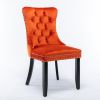 Velvet dining chair set of 2 button tufted backrest with loop pull design, modern style for kitchen dining room or living room seating
