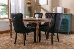 Velvet dining chair set of 2 button tufted backrest with loop pull design, modern style for kitchen dining room or living room seating